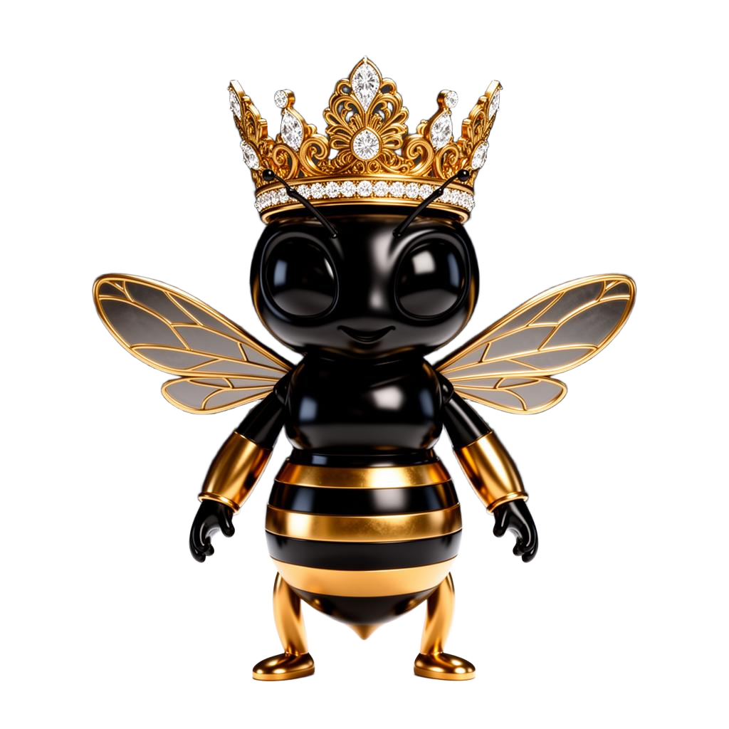BEEQUEEN — the crowned queen bee mascot of the $BEEQ Solana meme coin